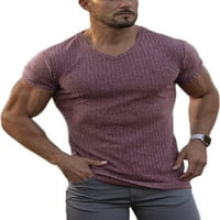 WRCNOTE muškarci T majice V izrez majica kratki rukav mišićni čarobnjak Radni fit pulover prugasta bluza