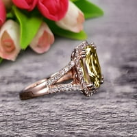 Jastuk Cut Split Shank Remise Prsten 2. Karatimanski šampanjački dijamant Moissite Angažman prsten za