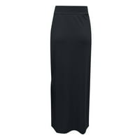 Rbaofujie suknje za žene crne suknje ženske svestrane polovice suknje pune boje elastične zamotane hip