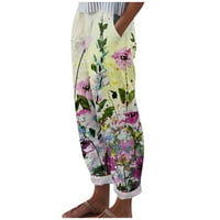 Umitay ženska ljetna modna etnička tiskanje lagane džepove casual pantalone hlače