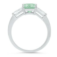 1. CT sjajan kvadrat smaragd Clear Simulirani dijamant 18k bijelo zlato Trobotan prsten s 10