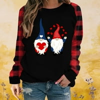 Ženske majice Love Heart tiskani O-izrez dugih rukava stila ramena bluza na vrhu majica za odmor