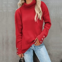 Dupljivi džemperi za žene Clearence Turtleneck Modni dugi rukav Jednobojni pleteni pleteni pulover Ležerni
