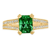 2. CT Sjajni smaragdni rez Clear Simulirani dijamant 18k žuti zlatni pasijans sa Accenting prstenom