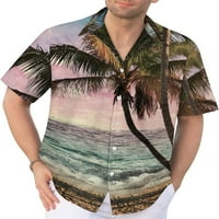 Košulja za tropske plaže za muškarce Retro Big i visoki gumb dolje majice Casual Aloha majice kratkih