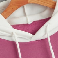Žene HIT Color Decorting dukseve dugih rukava Crew vrat Ležerne prilike pulover sa džepom vruće ružičaste L