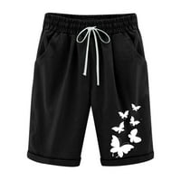 Ženske plus veličine Bermuda kratke hlače leptir ljetni zveci sa dubokim džepovima Lanene pamučne kratke