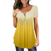 Mortilo ženske majice žene plus veličine gradijent tiskani v vrat kratkih rukava s majicama dugme pulover