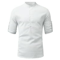 SHLDYBC muške bijele pamučne majice s dugim rukavima Hippie Casual Beach T majica-bijela - Slaba ušteda