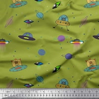 SOIMOI Poly Georgette planeta tkanine, životinjski i svemirski brod crtani ispis tkanina sa dvorištem