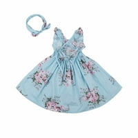 Youmylove haljine za djevojčice Toddler haljine Ljeto pamučno tiskovina haljine dječje rukavice bez