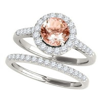 Mauli dragulji za angažovanje prstenova za žene 1. Carat Halo morgatit i dijamantski mladenci set prengn-postavki