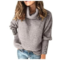 Jiyugala majice za žene zimski pad plus veličine dugih rukava okrugli vrat luk čvrsti ovratnik topli džemper pleteni modni casual vrhovi