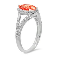 1. CT sjajan markiza Cleani simulirani dijamant 18k bijeli zlatni halo pasijans sa accentima prsten