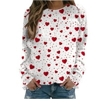 Ženski pulover za Valentinovo, košulje s dugim rukavima, majica s dugim rukavima Glazna vrhova Crewneck bluza Spring Jesen Jumper Multicolor L