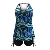 Ženski kupaći kostimi modni print Push up Tancini setovi setovi kupaći kupaći kostim plavi, xxxxl