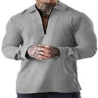 Capreze Muška polo majica Zipper Dugi rukav bluza Comfy majica Rever vrat pulover crni l
