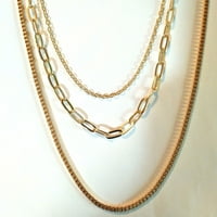 Ogrlice za personalizovane slike za žene Modni ogrlica od tri sloja Svi trend metal vinis lanac Multi
