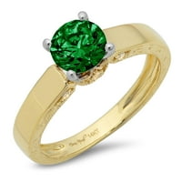 1.06ct okrugli rez dragocjeni dragulj zeleni simulirani smaragd pravi 18k žuti bijeli zlatni robotski