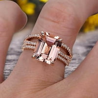2. Carat 7x smaragdni rez PINK morgatni zaručni prsten 10k ROSE GOLD Obećaj prsten za mladenku ili godišnjicu