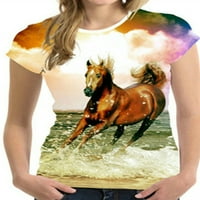 LUMENTO Žene Životinjske print majice kratki rukav na vrhu Ležerne bluza za bluzu košulje
