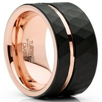 Muški volfram Vjenčani prsten za vjenčanje Black Rose Goldtone čekić udobnosti