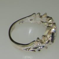 Britanci izrađeni sterling srebrni prirodni Opal i safir ženski trilogijski prsten - Opcije veličine - veličine za dostupnost