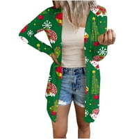 Honeeladyy Cleance pod 10 $ božićni kardigan za ženska slatka Xmas stil tiska dugih rukava otvorena prednja gornja odjeća zimska jesen Flowy Top