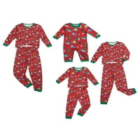 Gwiyeopda Porodica Podudaranje pidžama s dugim rukavima okrugli vrat Božićna tema Print Tops + hlače