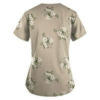 Ženski cvjetni ispis V-izrez Vrhovi radne uniforme Pocket bluza S-6XL