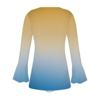 Bluze za rad Dressy Casual Nech vrat dugih rukava na dugim rukavima Modna majica Gradient Gumb Frill