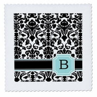Pismo B Personal MonogramMed Mint Plavi crno-bijeli uzorak dama - Klasični Personalizirani početni kvadrat