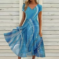 Clearsance YoHome Ljetne haljine Ženske tiskane s patentnim zatvaračem s kratkim rukavima Velika suknja