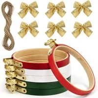 Božićni ukrasni komplet, uključujući obruč za vez, lukove i vrpcu za DIY Craft Božićni ukras