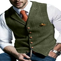 Muškarci Formalni odijelo Vest Business prsluk za odijelo ili tuxedo Herringbone Tweed Sud Vest Vuna mješavina V izrez Tanak Fit ApAATCOAT