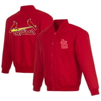 Muški JH dizajn Crveni sv. Louis Cardinals Full-Snap Pollytwill Varsity Jacket