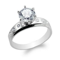 14k bijeli zlatni zaručni prsten za vjenčanje sa okruglim CZ ugrađenim veličinom 4-10