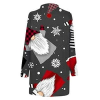 Božićni vintage kardigan, kardigan za žene božićne casual labave plus veličine vrhova jakne modni ispis