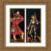 Lucas Cranach The Elder Matted Gold Ornate uokvirila umjetnička štampa 'St. Christopher i St. George