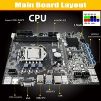 B BTC Miner Matična ploča 8xUSB + G CPU + DDR 4G 1333MHz RAM + CPU ventilator za hlađenje + SATA kabl