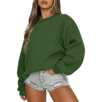 Prevelika dukserija za žene Fleece s dugim rukavima Crewneck Ležerne prilike pulover Top Jesen Trendy