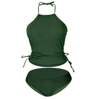 Kupaći kostim Ženski vrat Viseće retro čipke Up kupaći kostimu Plaža Split Backlex Solid Color Bikini