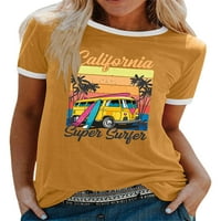 Nizieer Women T-majica Crew vrat Ljetni vrhovi Pisma Ispis T Majica Modna bluza tunika Kratki rukav
