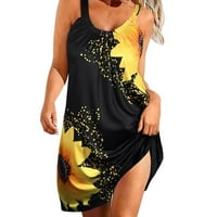 Ljetne haljine za žene Crewneck bez rukava cvjetni print sunčeve haljine casual cofy swing plaža mini