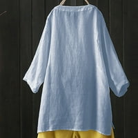 Jiyugala majice za žene tiskane patchwork tastere V izrez pamučna bluza košulja