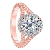 Mauli dragulji za žene 1. Carat Diamond oval kubni cirkonijski prsten za prsten 10k čvrsto ruža, bijelo