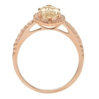 2.38ct Marquise Cut Yellow Moissine 18K ružičasto zlato Angažovanje halo prstena veličine 10.25
