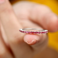 Baguette Oblik Ruby Polu vječni prsten za žene, 14k bijelo zlato, SAD 13,00