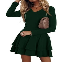 Abtel Ladies Mini haljine od pune boje kratka haljina seksi ženska ležerna vojska zelena XS