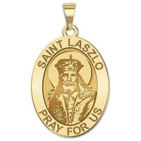 Slikovitolgold.com Saint Laszlo religiozne medalje Ogrlice Privjesci za odrasle-2 3in Dime, 14k žuto